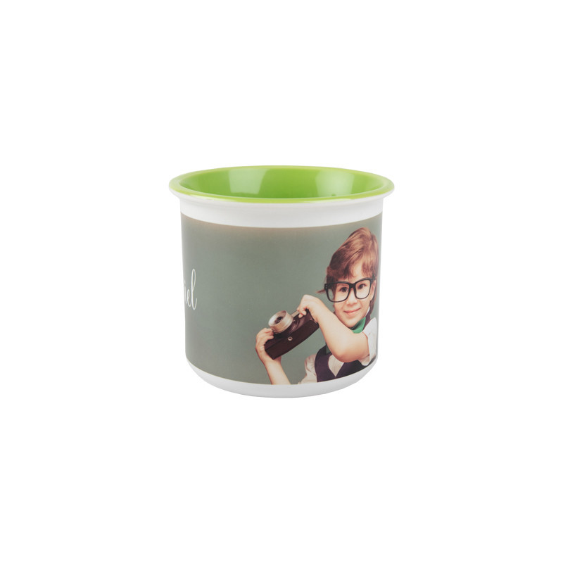 Caneca vintage em cerâmica verde personalizada